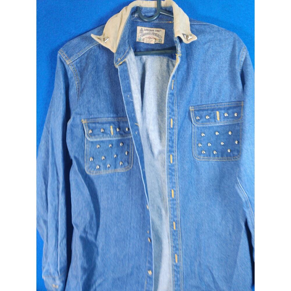 Vintage London Fog Denim Shirt Womens Small Outdoors Unlimited Studded Corduroy - Picture 12 of 14